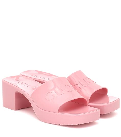 pink gucci sandals rubber|Gucci rubber platform sandals.